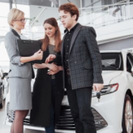 Woman selling a car