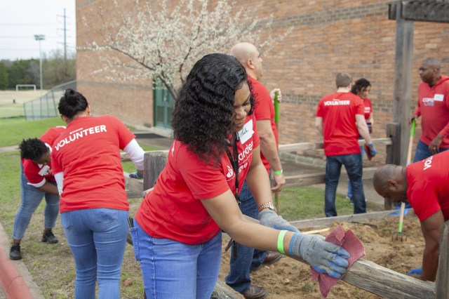 Volunteers working