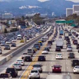 Lines of cars in traffic jam