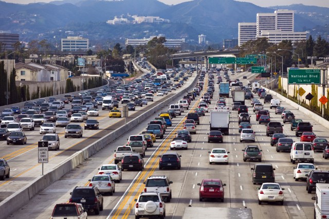 Lines of cars in traffic jam