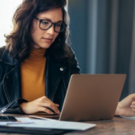 Woman checking free credit score