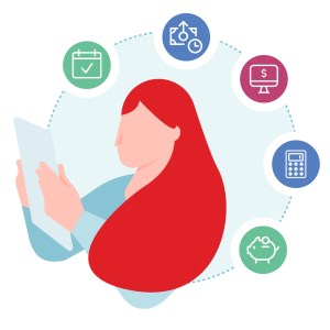 Woman reading vehicle payment bill
